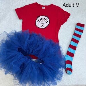 Adult Red Thing 2 T-Shirt with Blue Tutu and Striped Socks costume M